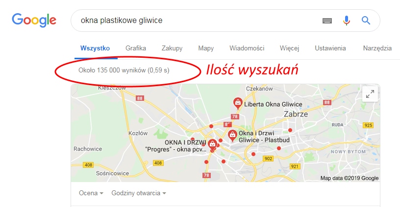 jak sprawdzić ilość wyników wyszukiwania w Google dla pozycjonowania w Gliwicach
