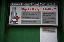 Tablica informacyjna o Polanie Śmierci i Krzyżu Partyzanckim