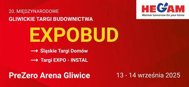 Obrazek przedstawia grafikę promocyjną wydarzenia Międzynarodowe targi budownictwa i instalacji w Gliwicach — przegląd wystaw