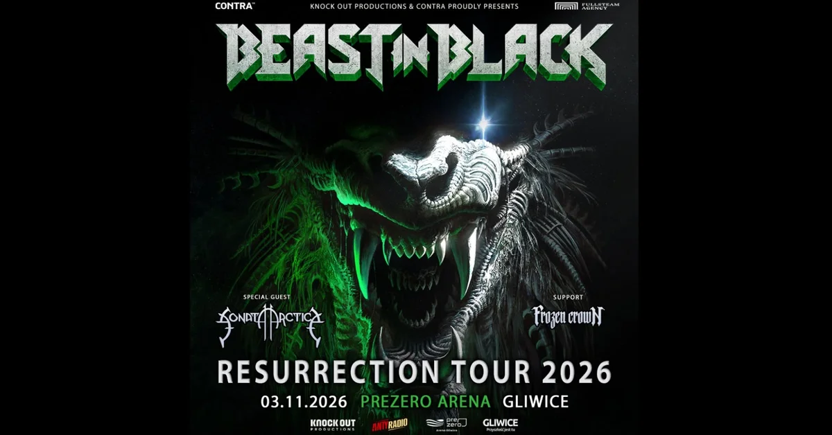 Grafika promocyjna wydarzenia Beast In Black + Sonata Arctica, Frozen Crown – koncert w Gliwicach