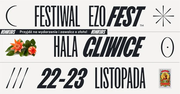 Obrazek przedstawia grafikę promocyjną wydarzenia Festiwal ezoteryki i medycyny naturalnej w Hali Gliwice