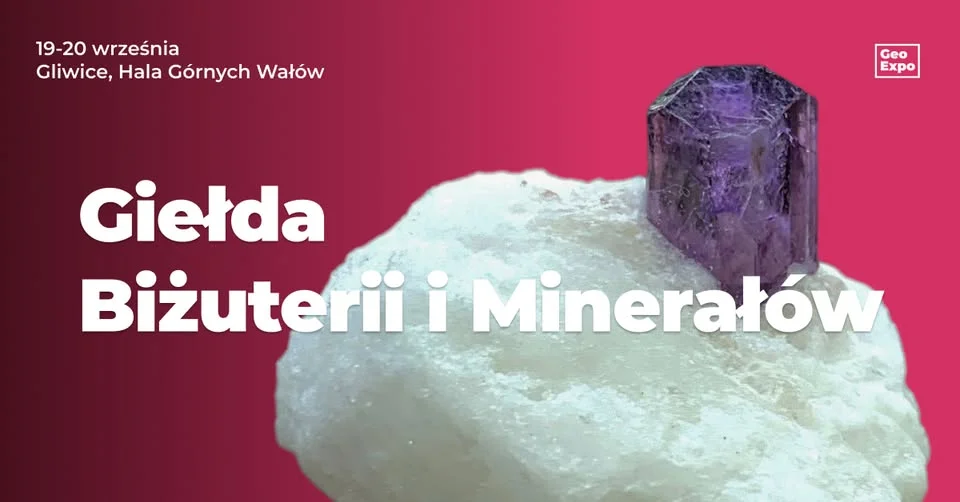 Grafika promocyjna wydarzenia GeoExpo – giełda minerałów Gliwice