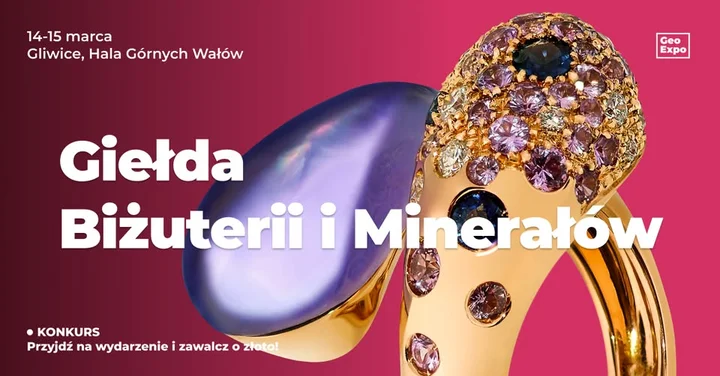 Grafika promocyjna wydarzenia Giełda Biżuterii, Minerałów i Skamieniałości (GeoExpo) — Gliwice