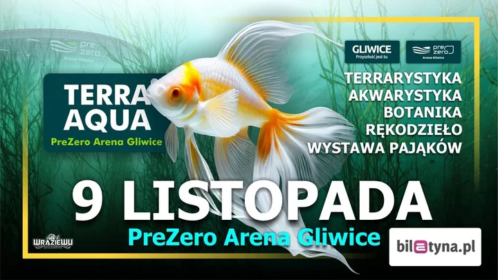 Grafika promocyjna wydarzenia GLIWICKIE TARGI AKWARYSTYKI — PreZero Arena Gliwice