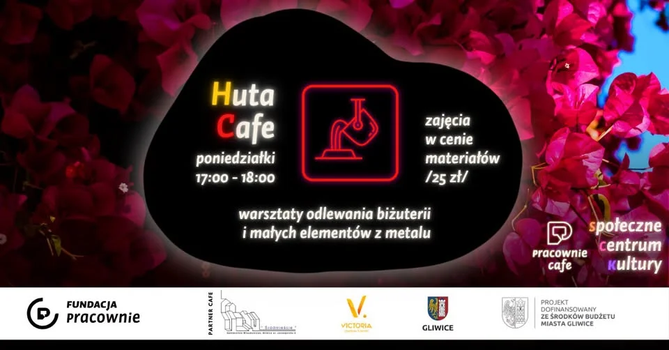 Grafika promocyjna wydarzenia Huta Cafe – warsztaty odlewnicze