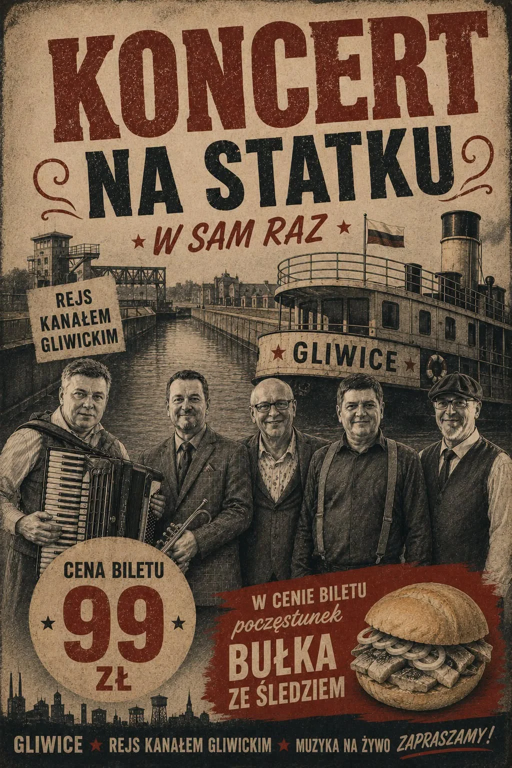 Grafika promocyjna wydarzenia Koncert na statku „W Sam Raz” – rejs muzyczny