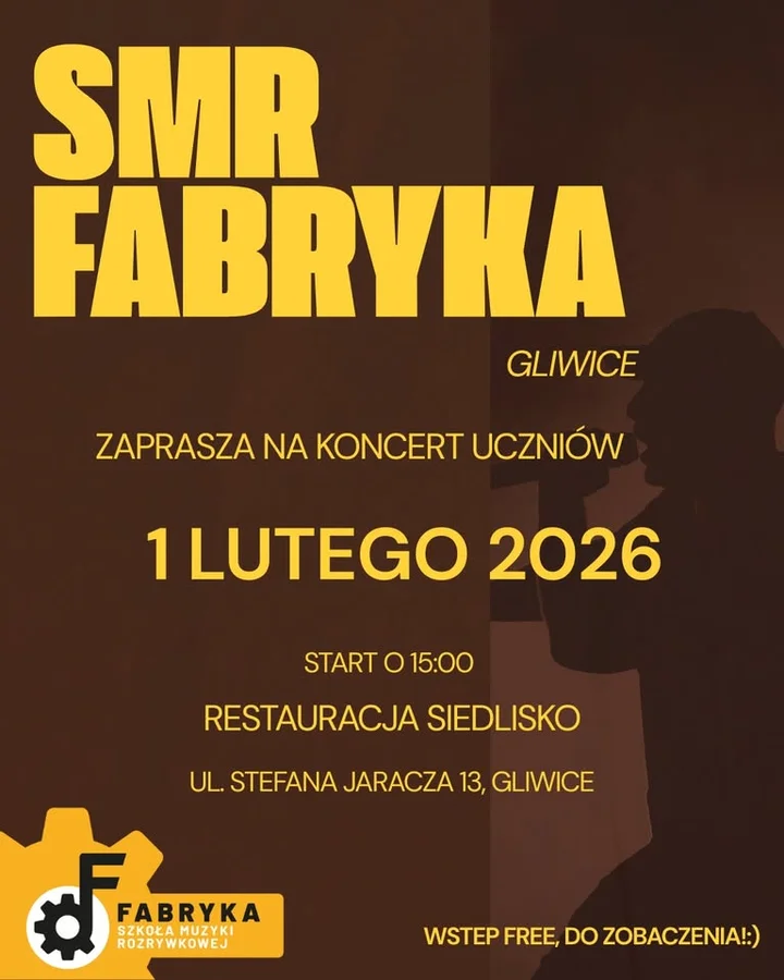 Grafika promocyjna wydarzenia Koncert uczniów SMRF Gliwice w Restauracji Siedlisko