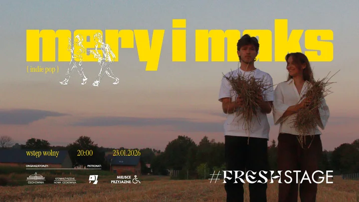 Grafika promocyjna wydarzenia Mery i Maks — koncert w Cechowni (Gliwice)