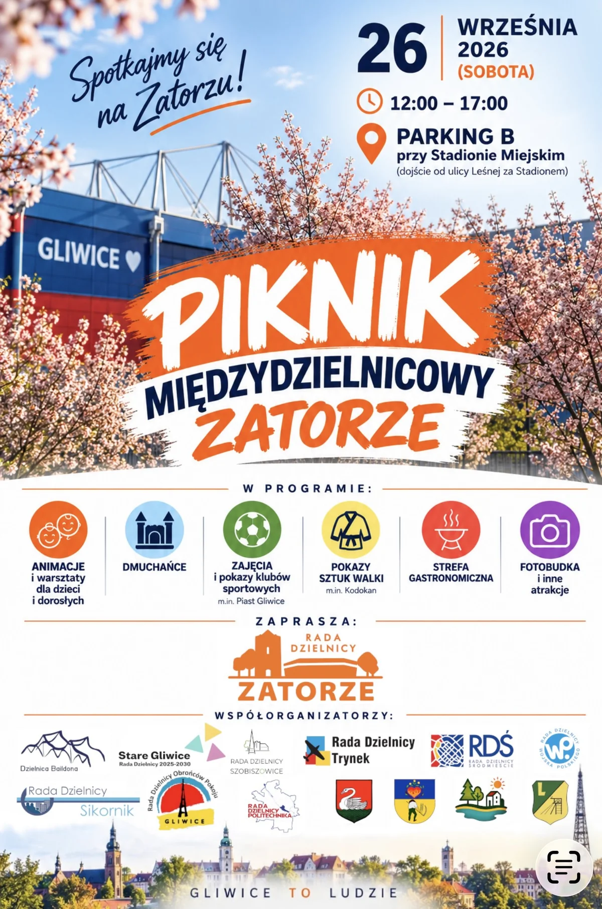 Grafika promocyjna wydarzenia Międzydzielnicowy Piknik Zatorze w Gliwicach