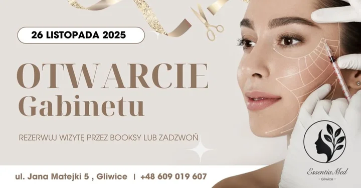 Grafika promocyjna wydarzenia Otwarcie EssentiaMed Gliwice w Krzak Stomatologia