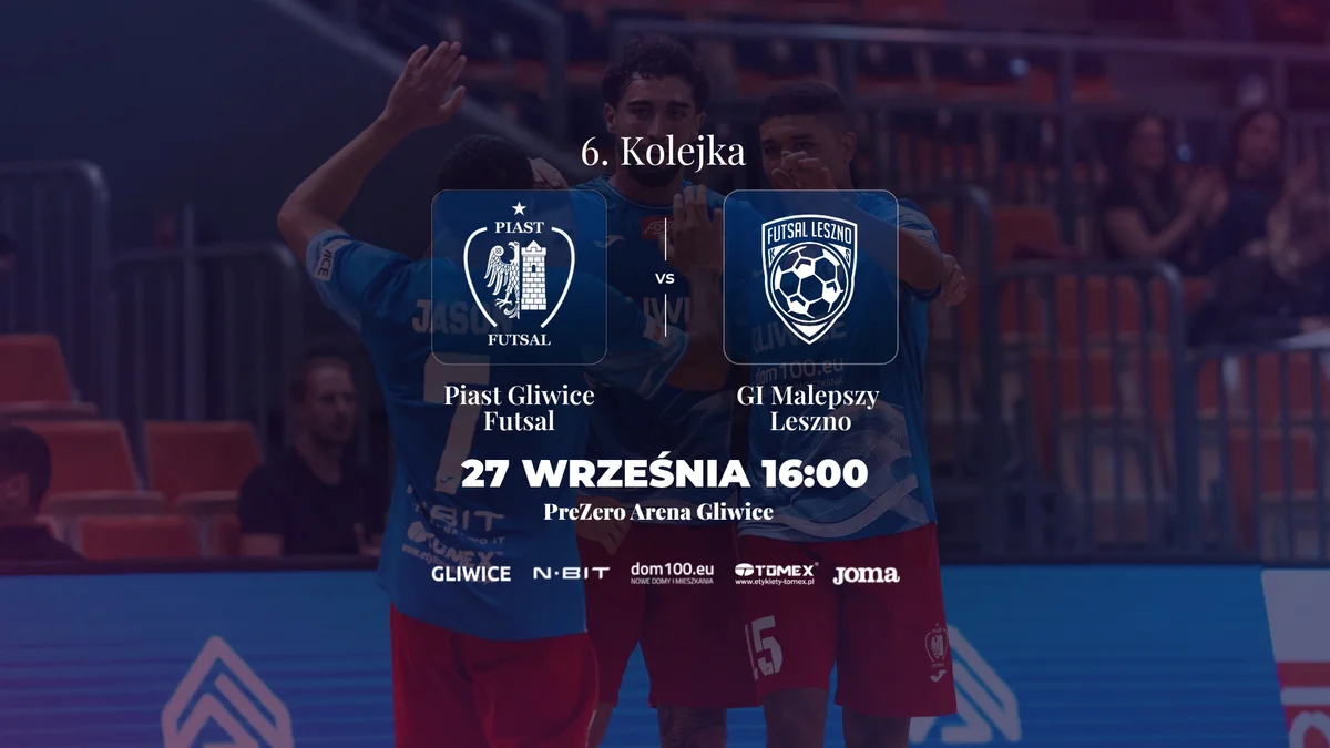 Grafika promocyjna wydarzenia Piast Gliwice Futsal – mecz z Lesznem