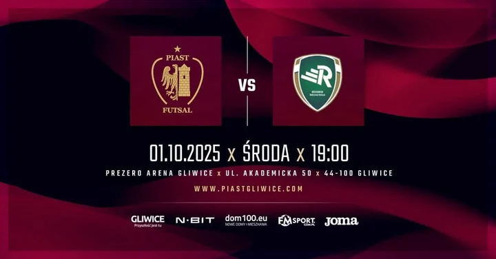 Obrazek przedstawia grafikę promocyjną wydarzenia Mecz futsalu: Piast Gliwice kontra Rekord Bielsko-Biała