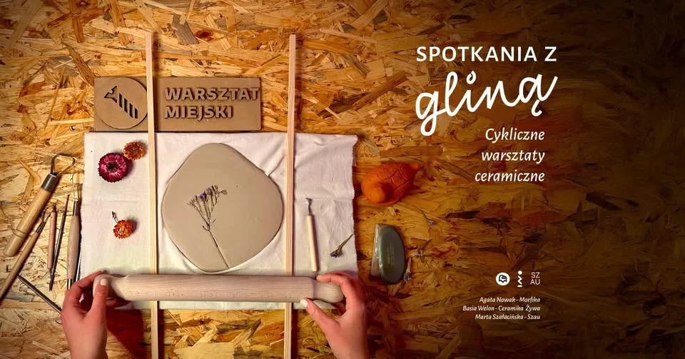 Grafika promocyjna wydarzenia Spotkania z gliną – warsztaty ceramiczne
