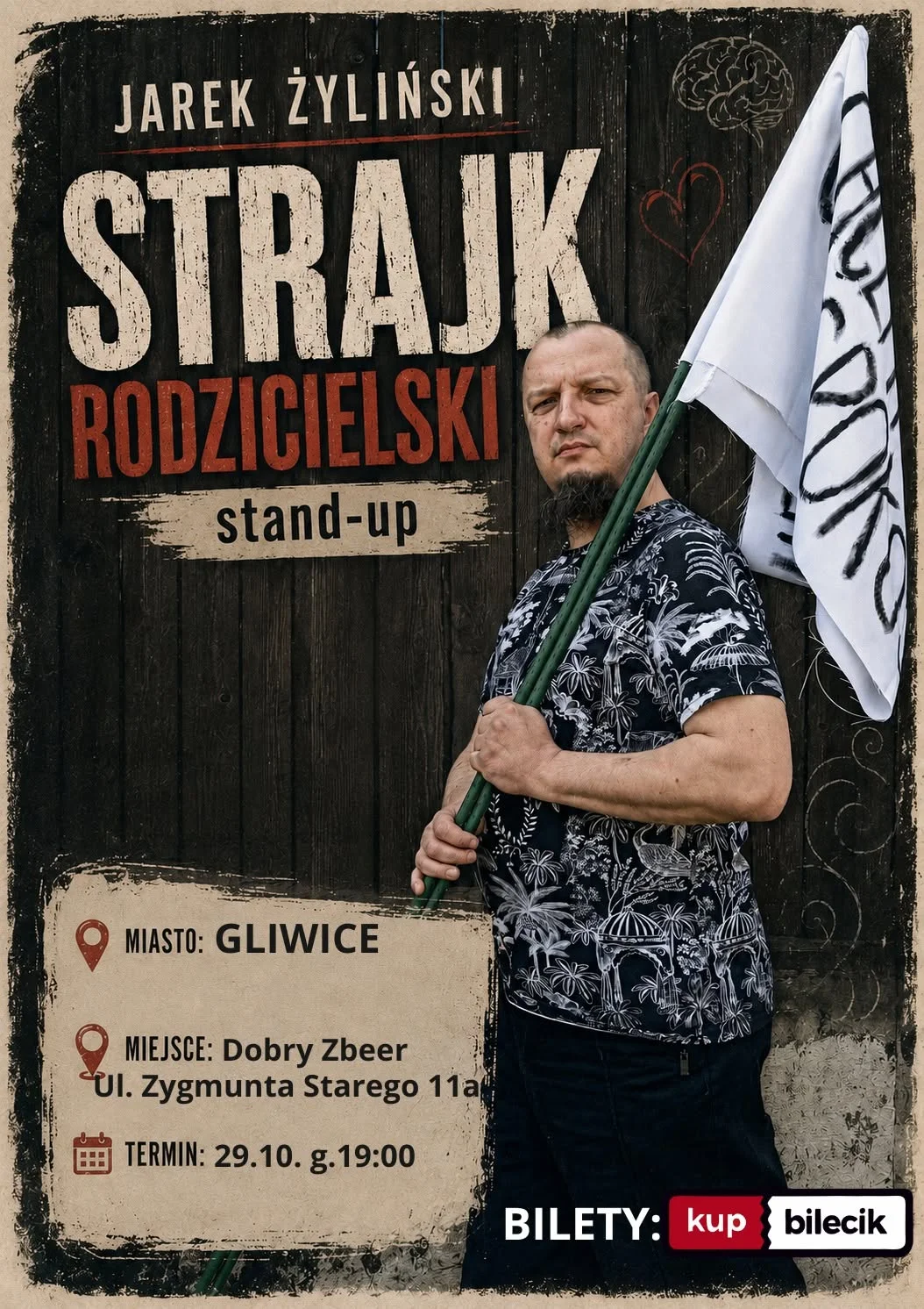Grafika promocyjna wydarzenia Strajk Rodzicielski: stand-up Gliwice