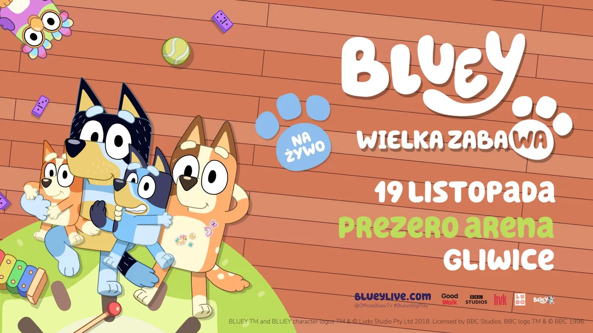 Grafika promocyjna wydarzenia Teatralny spektakl dla dzieci z serii Bluey w Gliwicach