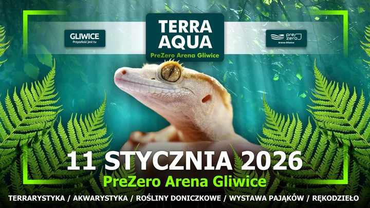 Grafika promocyjna wydarzenia TERRA AQUA GLIWICE — targi akwarystyki i terrarystyki, 11 stycznia 2026