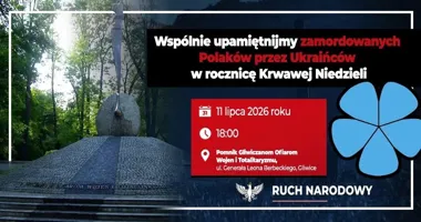 Grafika promocyjna wydarzenia Gliwice pamiętają o Wołyniu! Upamiętnienie w Parku Chopina