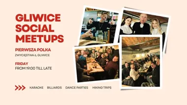 Grafika promocyjna wydarzenia Gliwice Social Meetup w Beer Brothers — wieczór rozmów, drinków i nowych znajomości