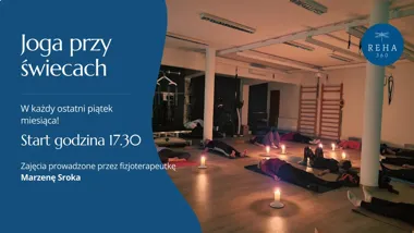 Grafika promocyjna wydarzenia Joga przy świecach w Gliwicach
