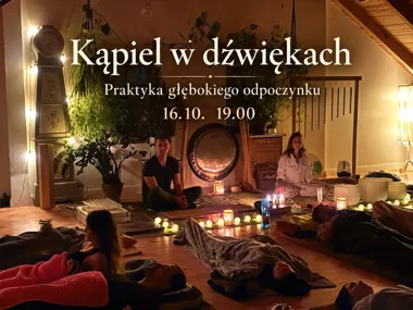 Grafika promocyjna wydarzenia Kąpiel w dźwiękach: głęboki odpoczynek