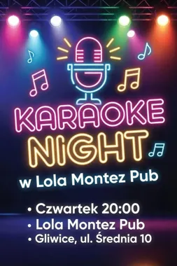 Grafika promocyjna wydarzenia Karaoke w Lola Montez Pub – czwartkowy wieczór