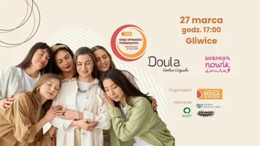 Grafika promocyjna wydarzenia Krąg Opowieści Porodowych Gliwice — spotkanie dla kobiet w atmosferze wsparcia