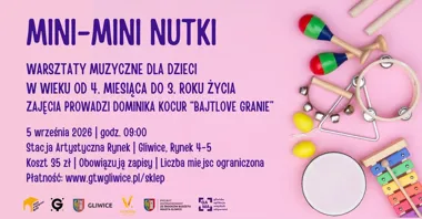 Grafika promocyjna wydarzenia MINI-MINI NUTKI – warsztaty muzyczne