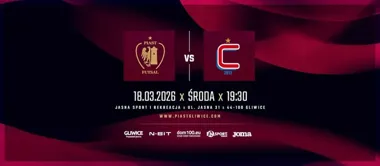 Grafika promocyjna wydarzenia Piast Gliwice Futsal x Constract Lubawa — półfinał Pucharu Polski na Jasnej 31