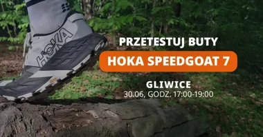 Grafika promocyjna wydarzenia Trailowe testy HOKA x 8a GLIWICE: bieganie w terenie, trening i test butów Speedgoat 7