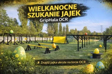 Grafika promocyjna wydarzenia Wielkanocne szukanie jajek w GripHali Gliwice – świąteczna zabawa dla dzieci