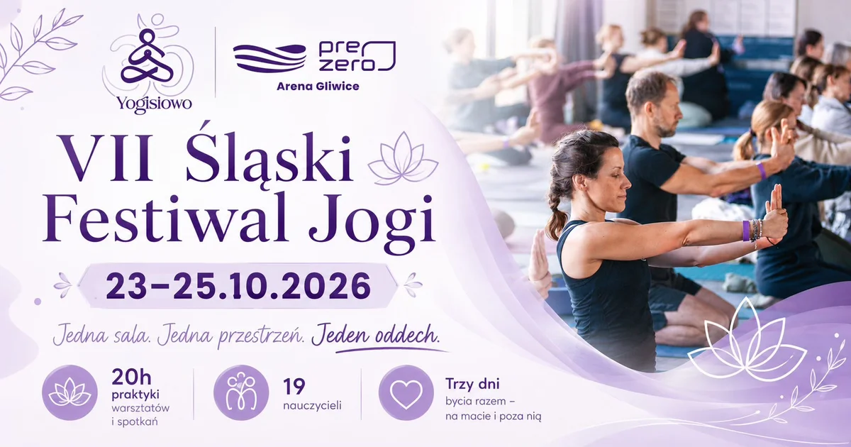 Grafika promocyjna wydarzenia VII Śląski Festiwal Jogi w Gliwicach
