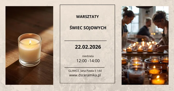 Grafika promocyjna wydarzenia Warsztaty robienia świec sojowych GLIWICE DSCERAMIKA