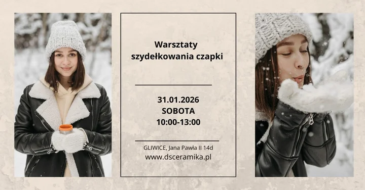 Grafika promocyjna wydarzenia Warsztaty szydełkowania czapki – DSCERAMIKA (Gliwice)