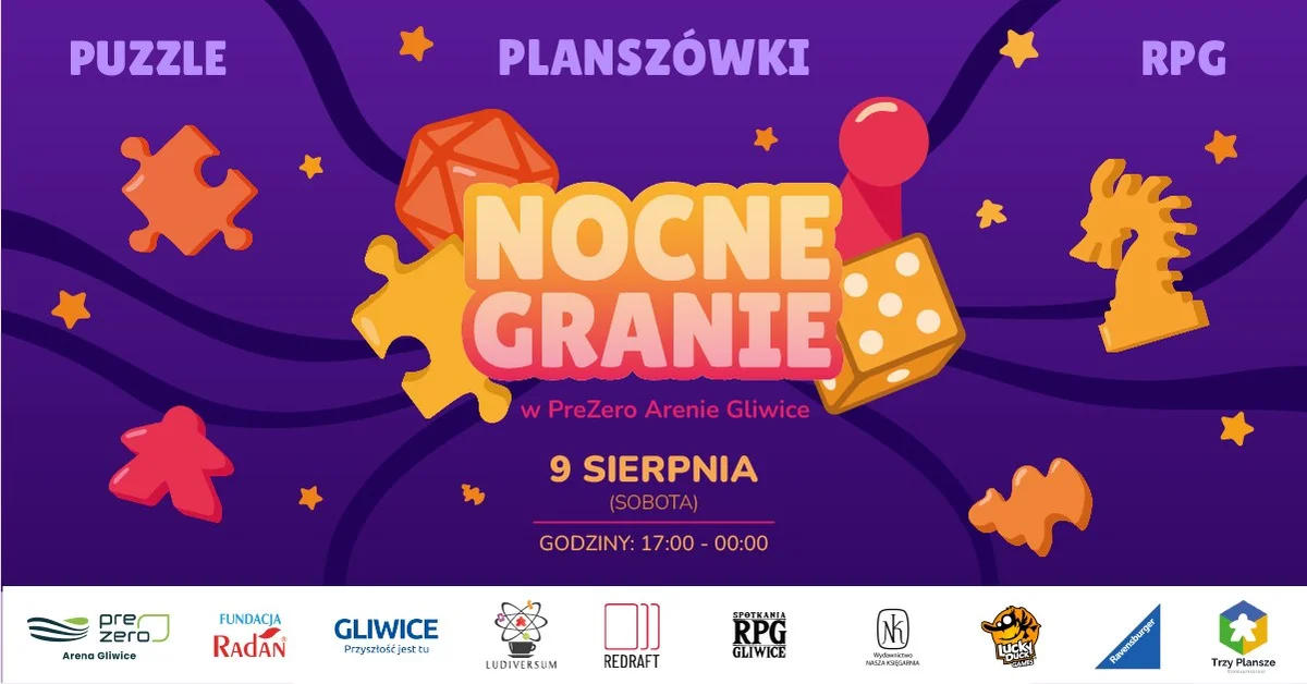Grafika promocyjna wydarzenia Wieczór z grami planszowymi i RPG w PreZero Arenie Gliwice