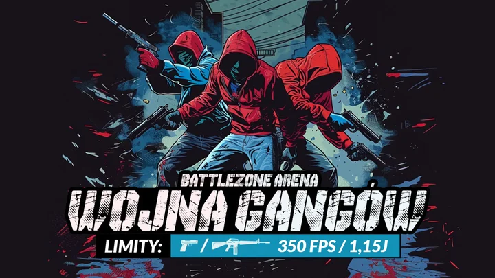Grafika promocyjna wydarzenia Wojna Gangów (CQB) — Battlezone Arena Gliwice