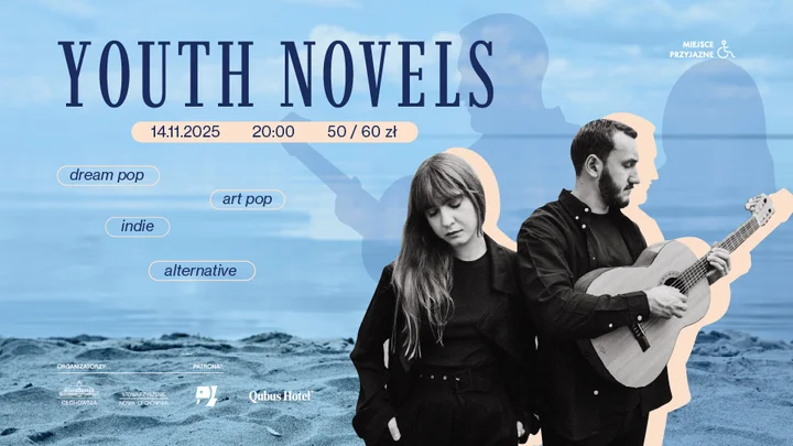 Grafika promocyjna wydarzenia Youth Novels — koncert w Cechowni, Gliwice (14 listopada 2025)