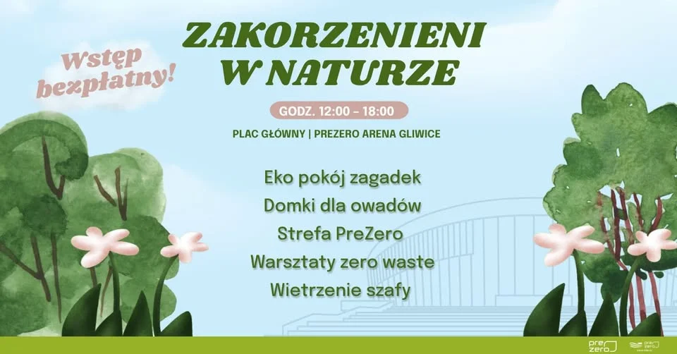 Grafika promocyjna wydarzenia Zakorzenieni w Naturze w Gliwicach