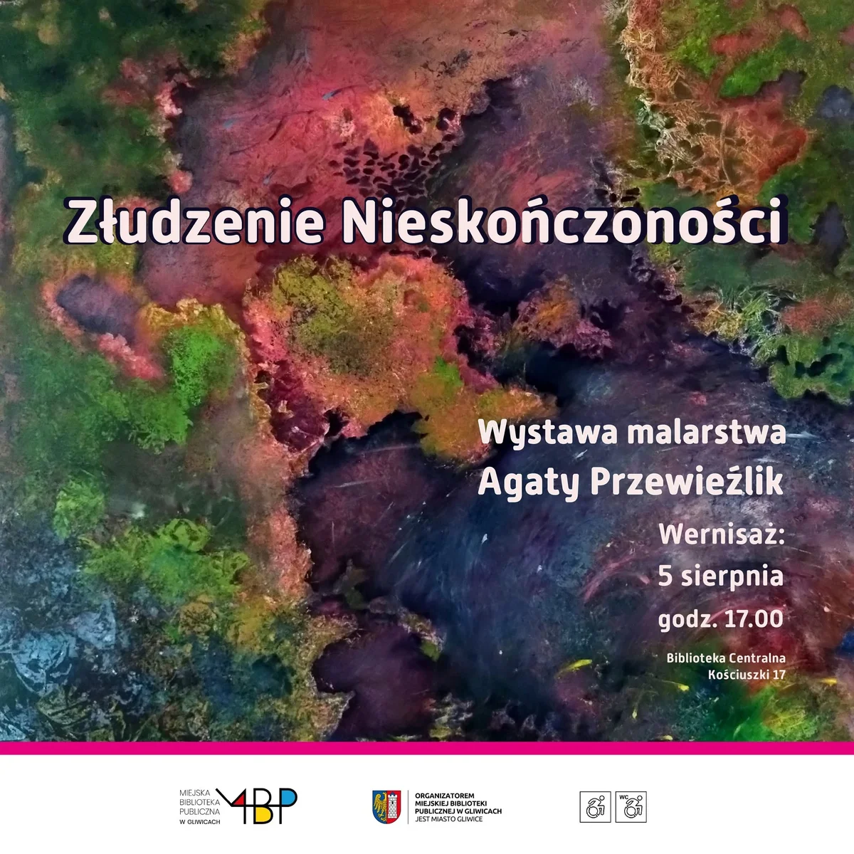Grafika promocyjna wydarzenia Złudzenie nieskończoności – wystawa malarska w Gliwicach