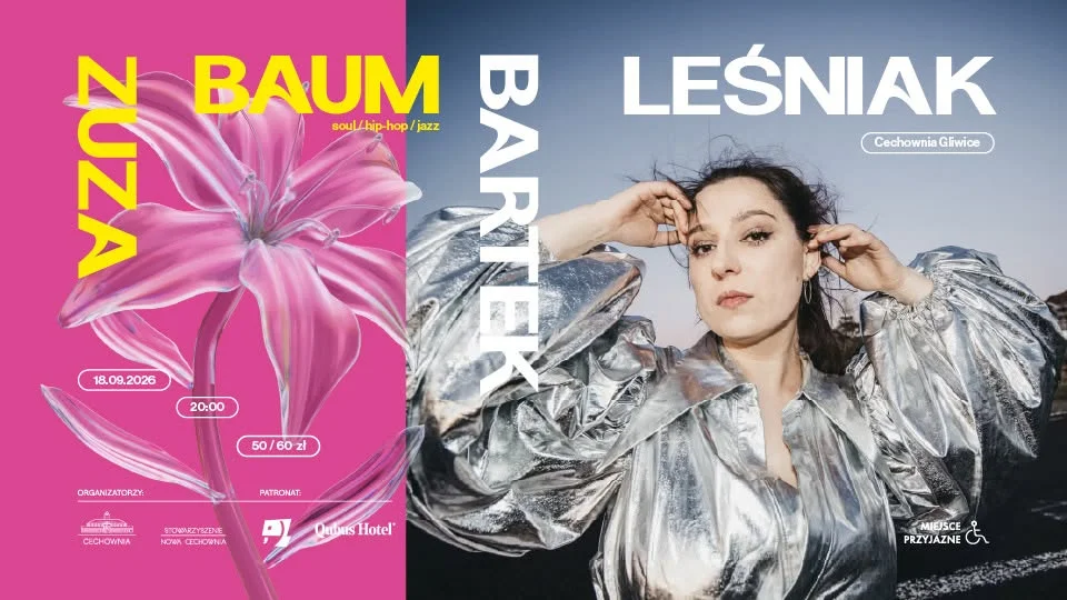 Grafika promocyjna wydarzenia Zuza Baum x Bartek Leśniak koncert w Gliwicach