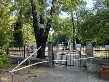 Plac zabaw w Parku Chopina zamknięty. Powodem gniazdo szerszeni