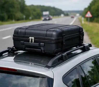 Walizka na pasie ruchu w Gliwicach. Kierowca zostawił ją na dachu auta