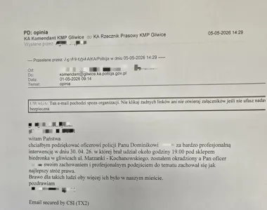 Portfel zniknął przy kasie - patrol z Gliwic szybko namierzył podejrzanego
