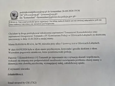 Seniorka była w kryzysie, dzielnicowi z Łabęd zrobili to bez wahania
