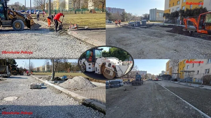 Ul. Obrońców Pokoju i Rubinowa z nową nawierzchnią – prace wkraczają w brukowanie