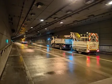 Nocą w tunelu DTŚ trwa ważny przegląd. Gliwice pilnują bezpieczeństwa kierowców